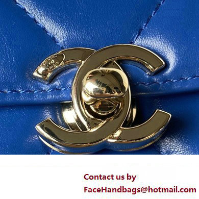 Chanel Quilted Shiny Calfskin  &  Gold-Tone Metal box Bag AS4471 Blue 2023